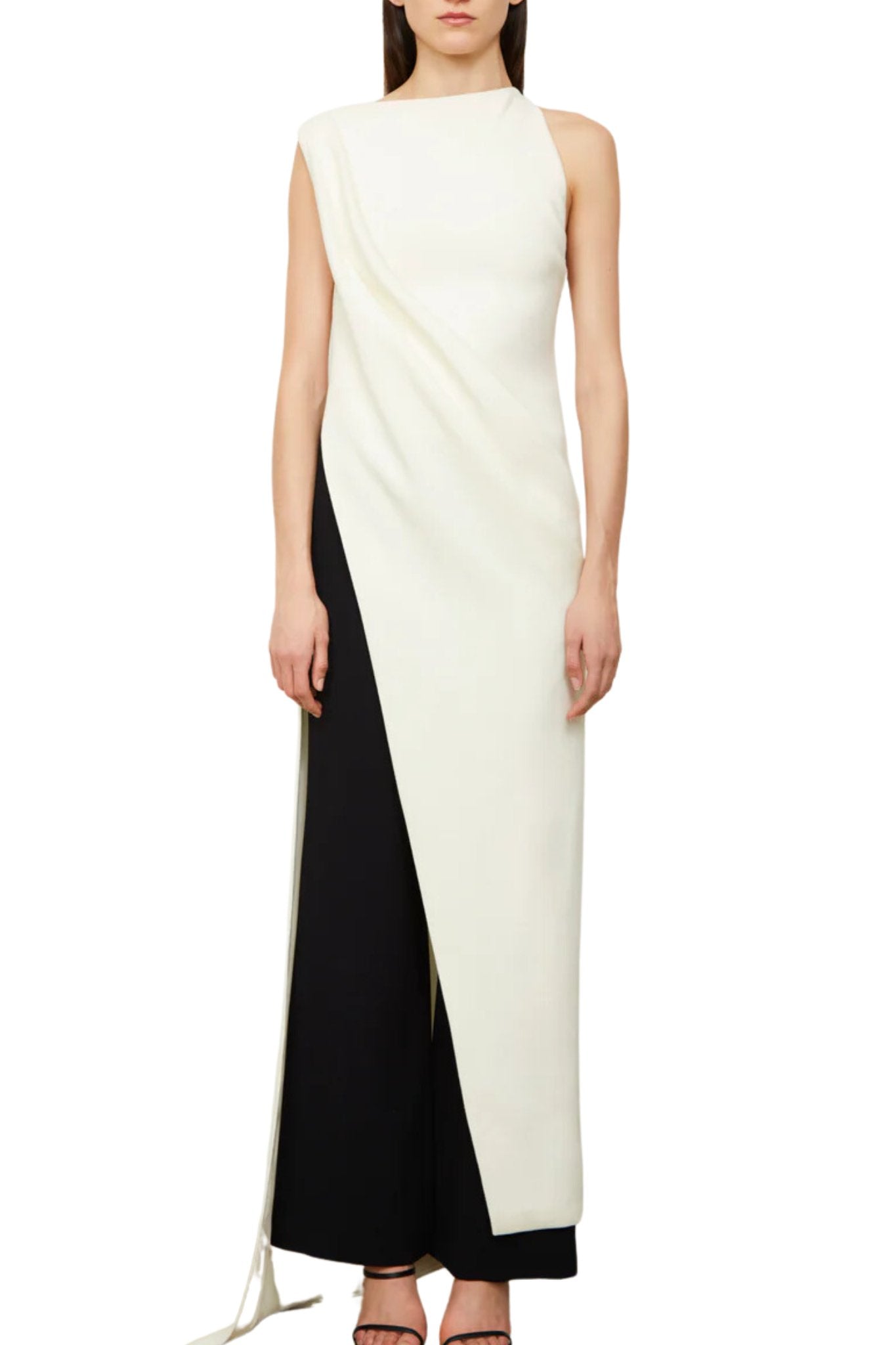 Brandon Maxwell Tate Boat Neck Column Gown Top - Vermillion