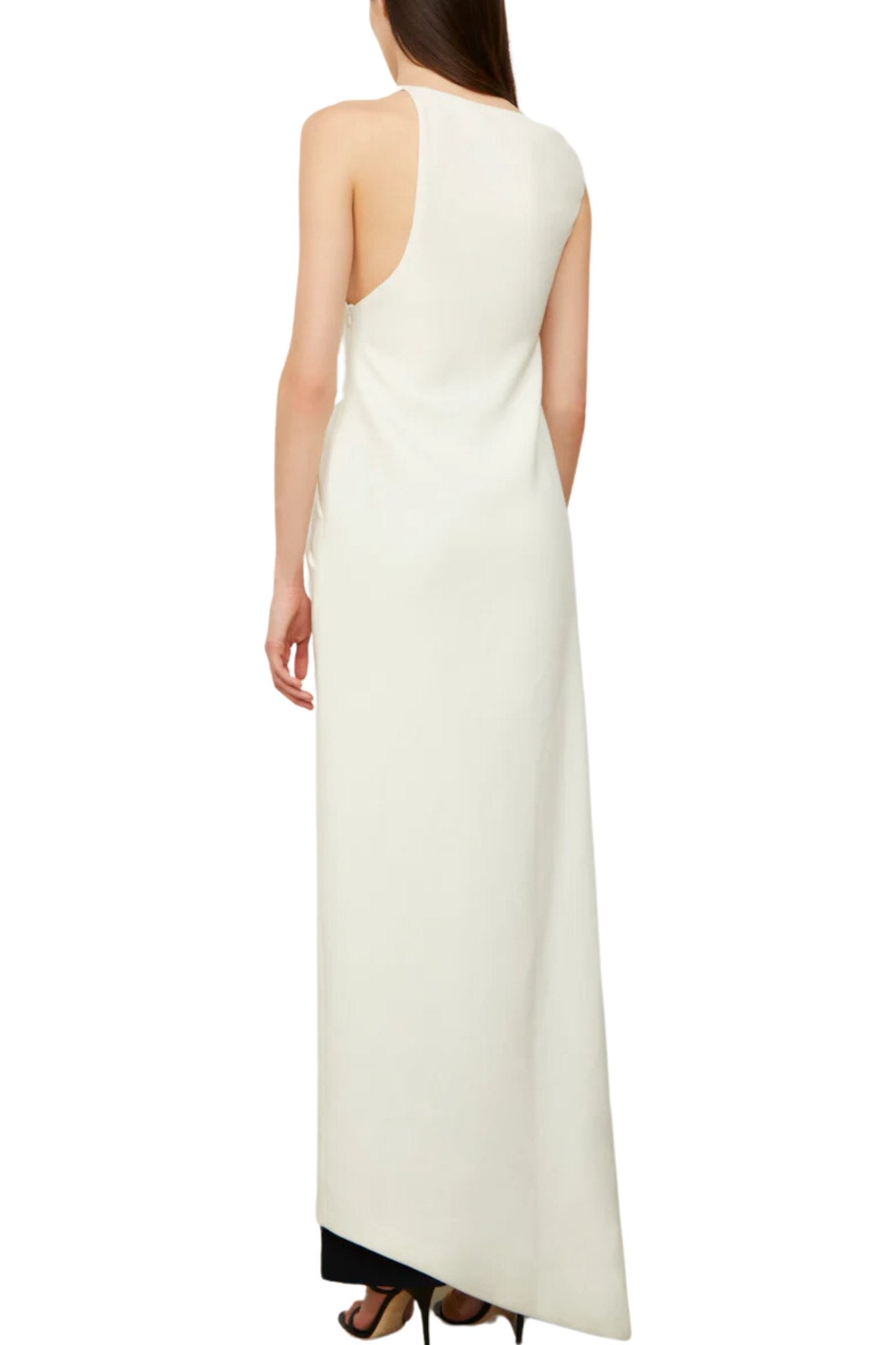 Brandon Maxwell Tate Boat Neck Column Gown Top - Vermillion