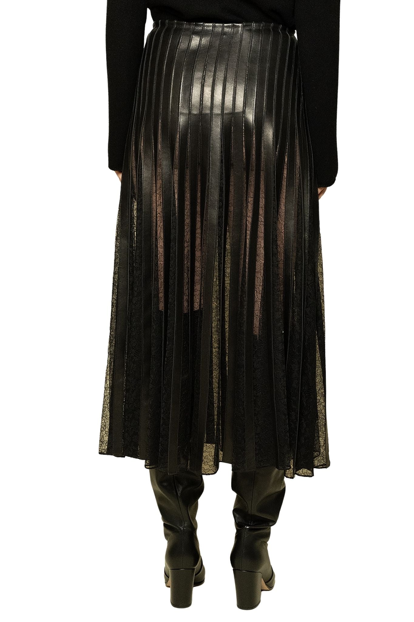 Brandon Maxwell The Alix Skirt With Leather Strip Embroidery - Vermillion