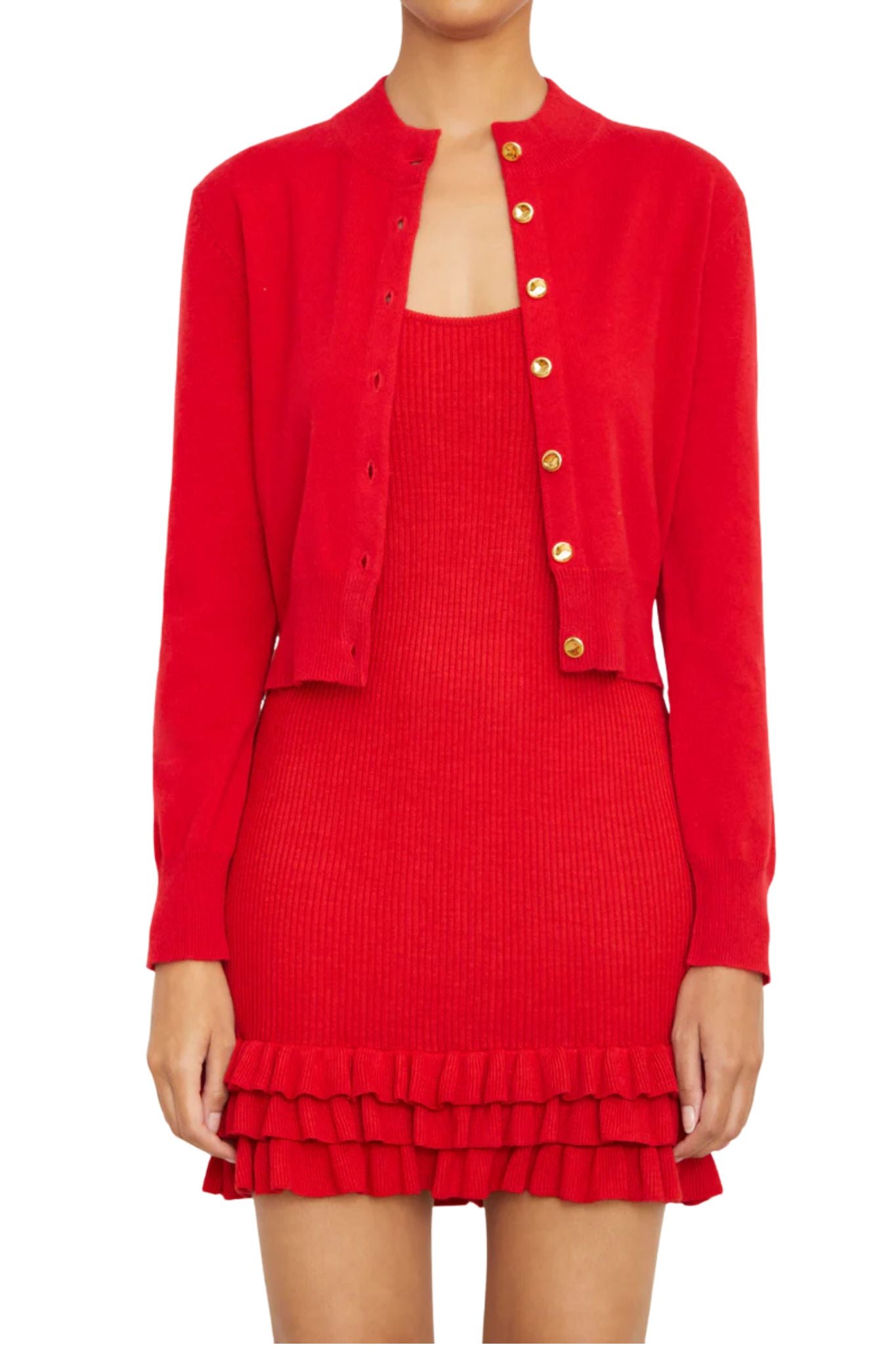 Brandon Maxwell The Aubrey Shrunken Cardigan - Vermillion