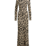 Brandon Maxwell The Camille Hand Printed Cashmere Turtleneck Dress - Vermillion