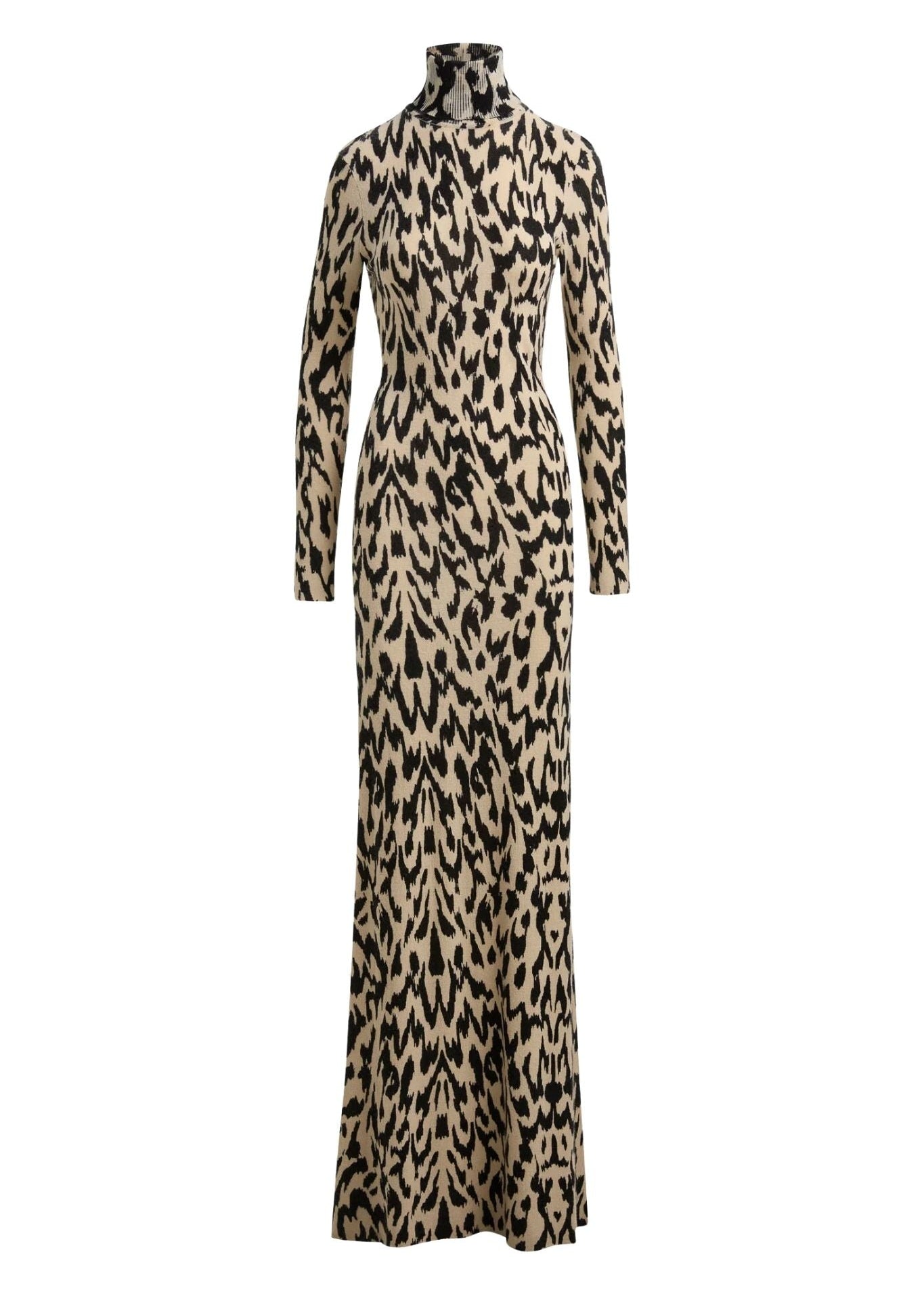 Brandon Maxwell The Camille Hand Printed Cashmere Turtleneck Dress - Vermillion