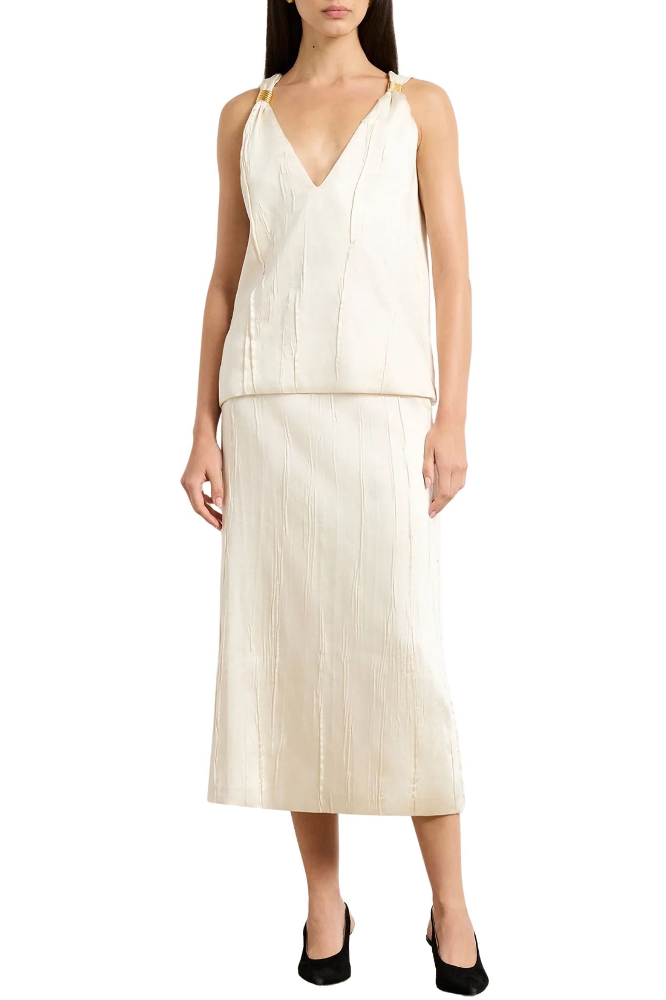 Brandon Maxwell The Drew Deep V Tank - Vermillion