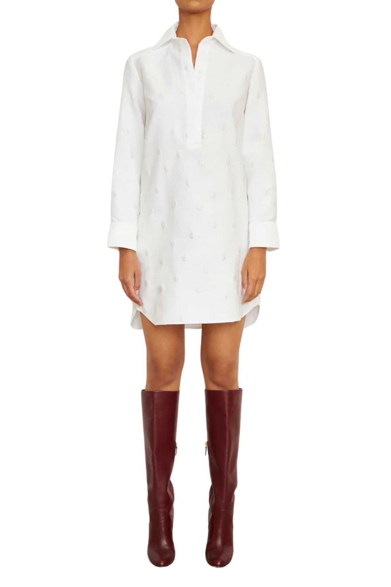 Brandon Maxwell The Lola Relaxed Tunic Shirt Dress - Vermillion