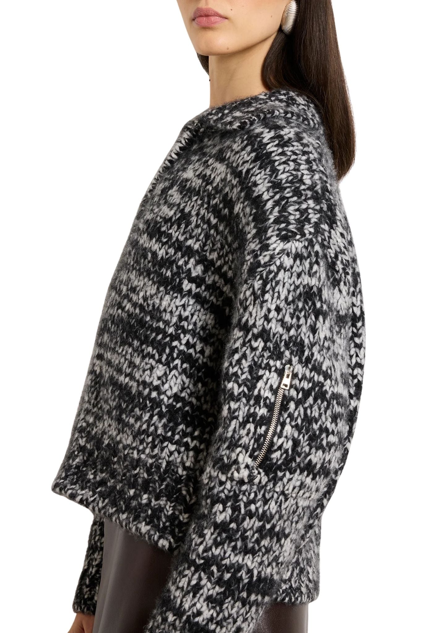 Brandon Maxwell The Posie Half Zip Sweater With Sleeve Pocket - Vermillion