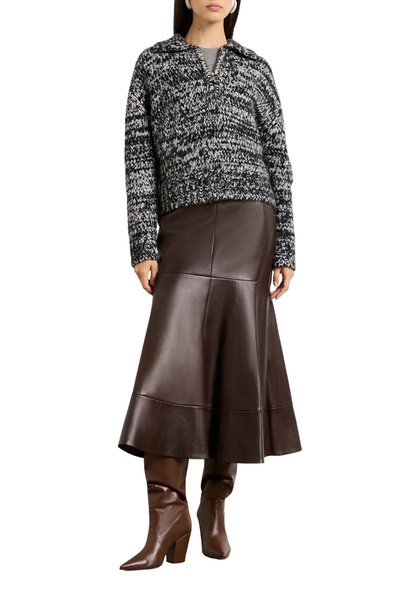 Brandon Maxwell The Posie Half Zip Sweater With Sleeve Pocket - Vermillion