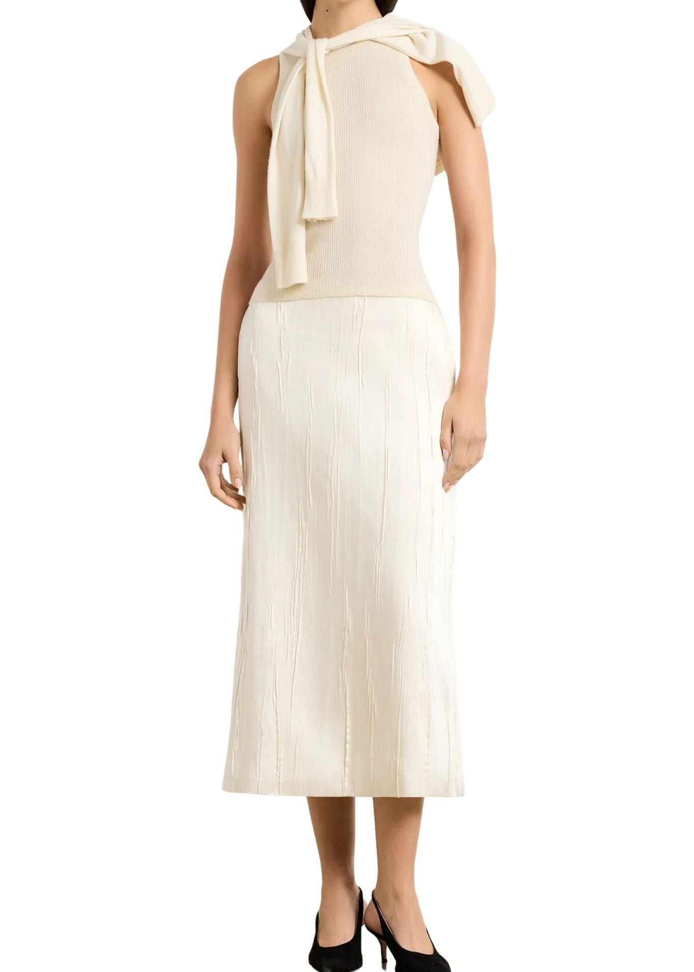 Brandon Maxwell The Tierney Satin Straight Skirt - Vermillion