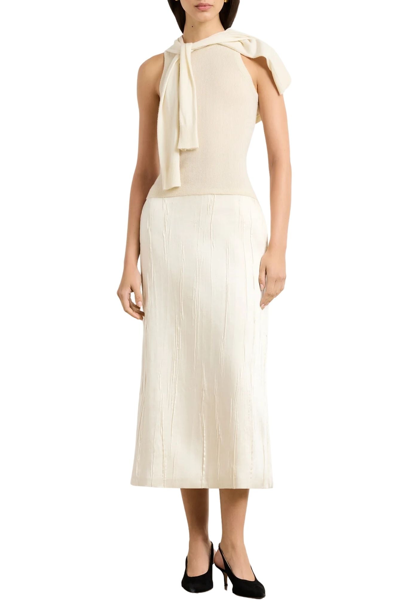 Brandon Maxwell The Tierney Satin Straight Skirt - Vermillion