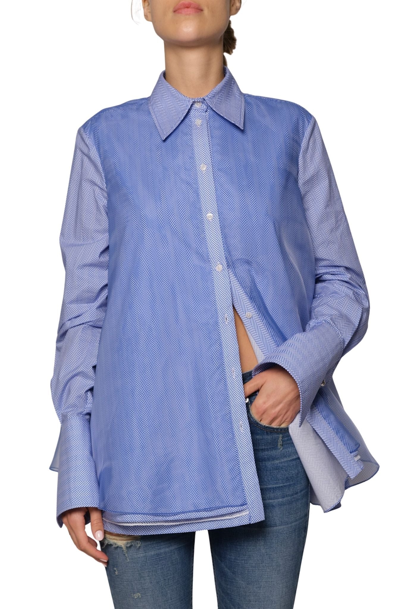 Brandon Maxwell Vaughn Frothy Layered Shirt - Vermillion