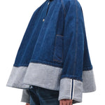 Brandon Maxwell Wells Trapeze Denim Jacket w/ Cuff Detail - Vermillion