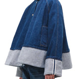 Brandon Maxwell Wells Trapeze Denim Jacket w/ Cuff Detail - Vermillion