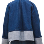 Brandon Maxwell Wells Trapeze Denim Jacket w/ Cuff Detail - Vermillion
