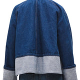 Brandon Maxwell Wells Trapeze Denim Jacket w/ Cuff Detail - Vermillion