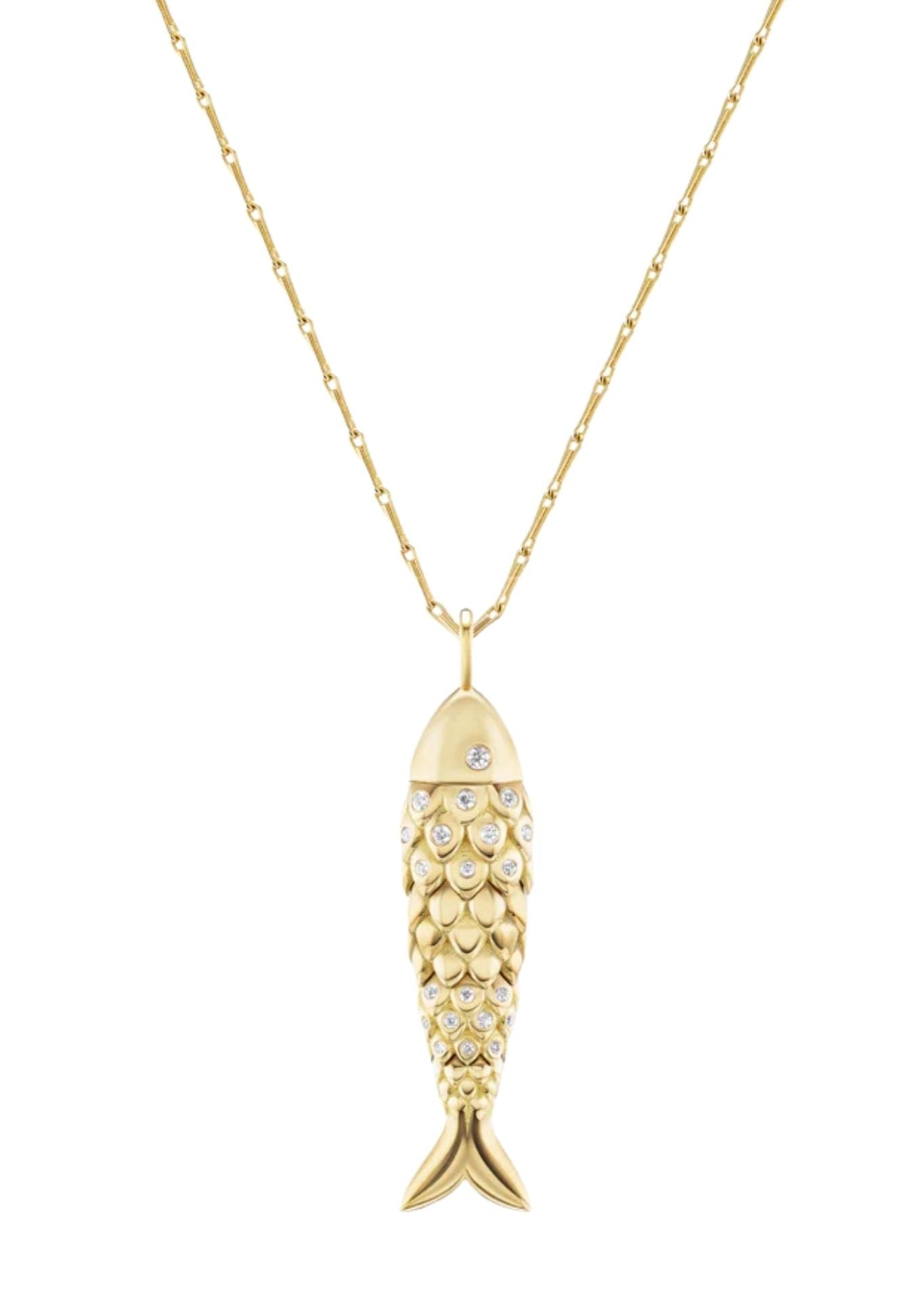Brent Neale Medium Fish Pendant on Wheat Chain - Vermillion