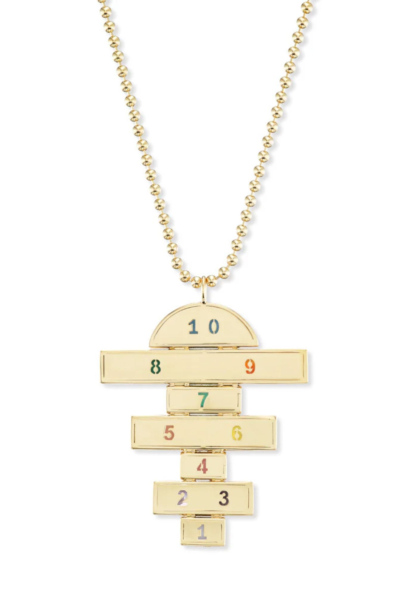 Brent Neale Medium Hopscotch Pendant on 18’ Ball Chain - Vermillion