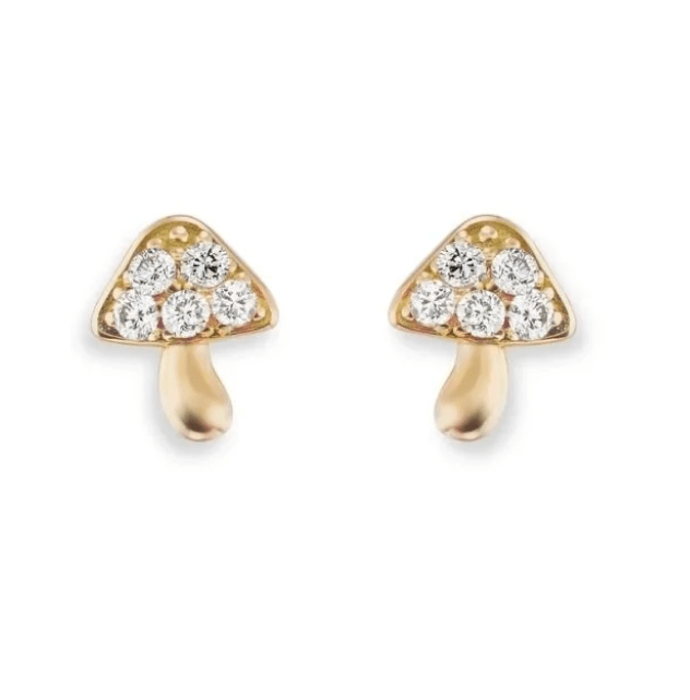Brent Neale Micro Mushroom Studs with Diamonds - Vermillion