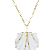Brent Neale Mini Carved Stone Shell Pendant with Diamonds on Chain - Vermillion