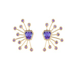 Brent Neale Semi - Precious Kite Studs with Sapphire Sputnik Ear Jackets Amethyst/ Purple Sapphires - Vermillion