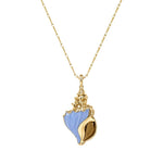 Brent Neale Small Carved Stone Conch Pendant on Wheat Chain - Vermillion