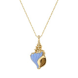 Brent Neale Small Carved Stone Conch Pendant on Wheat Chain - Vermillion