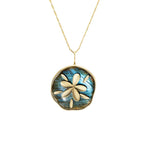 Brent Neale Small Carved Stone Sand Dollar Pendant on Wheat Chain - Vermillion