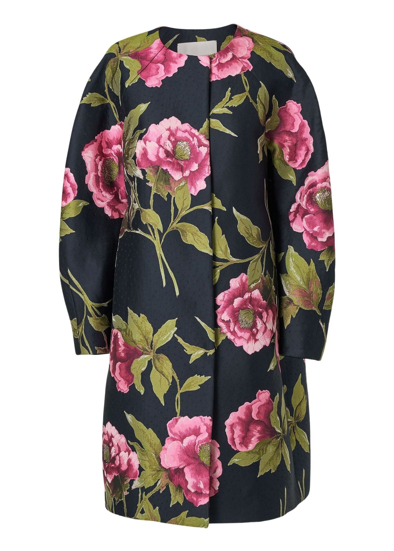 Carolina Herrera Collarless Cocoon Coat - Vermillion
