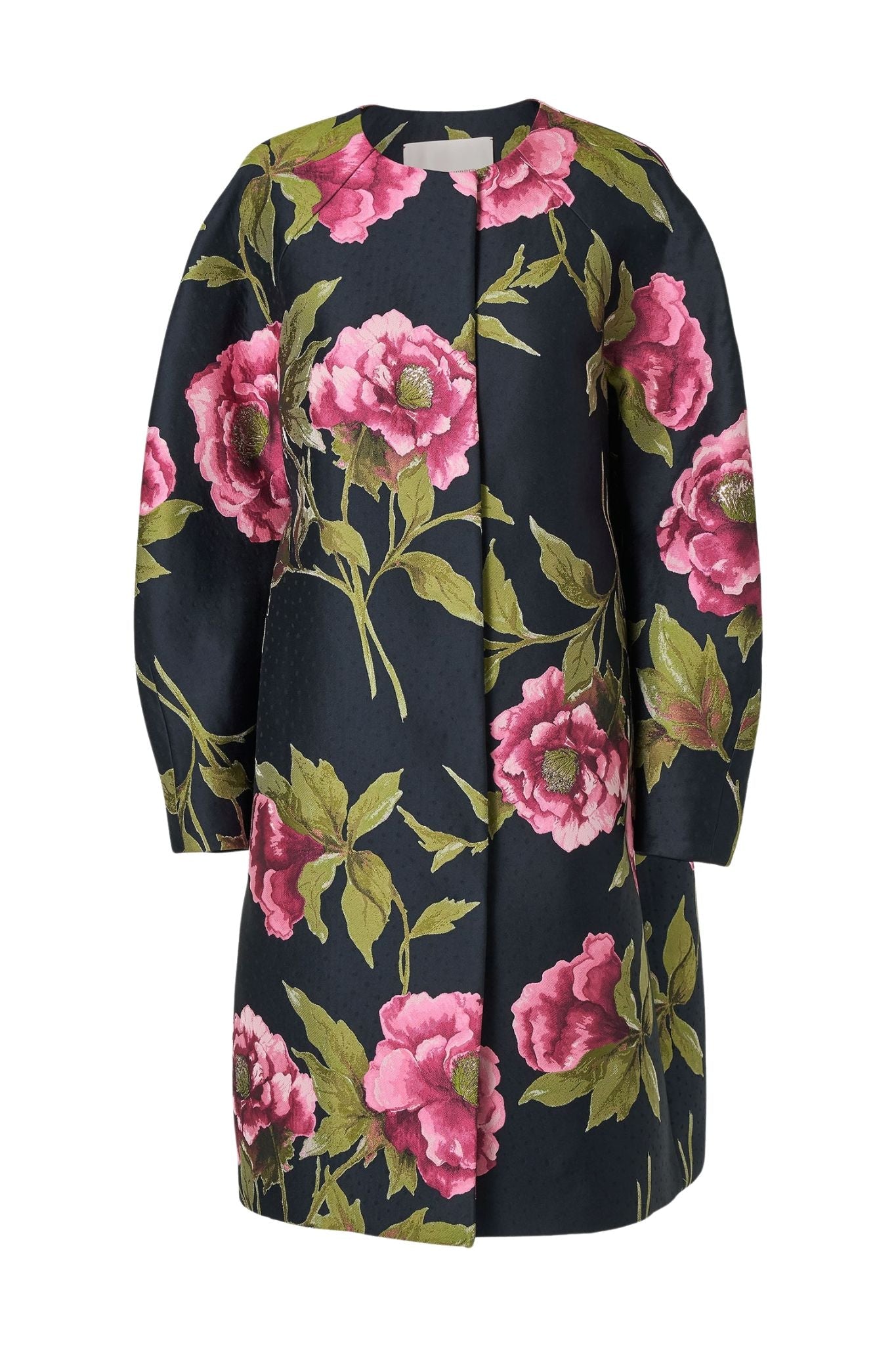 Carolina Herrera Collarless Cocoon Coat - Vermillion