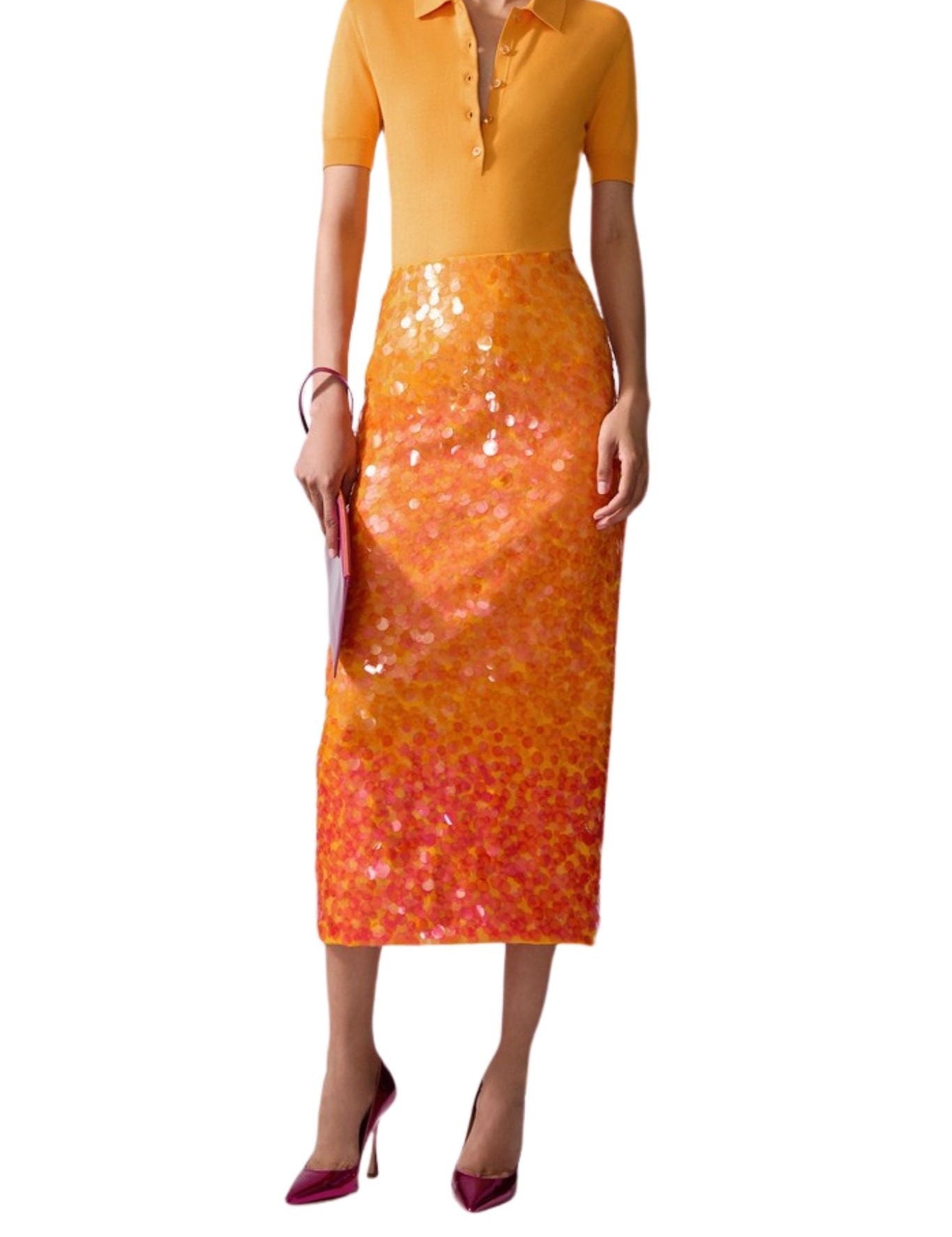 Carolina Herrera Embellished Midi Skirt - Vermillion