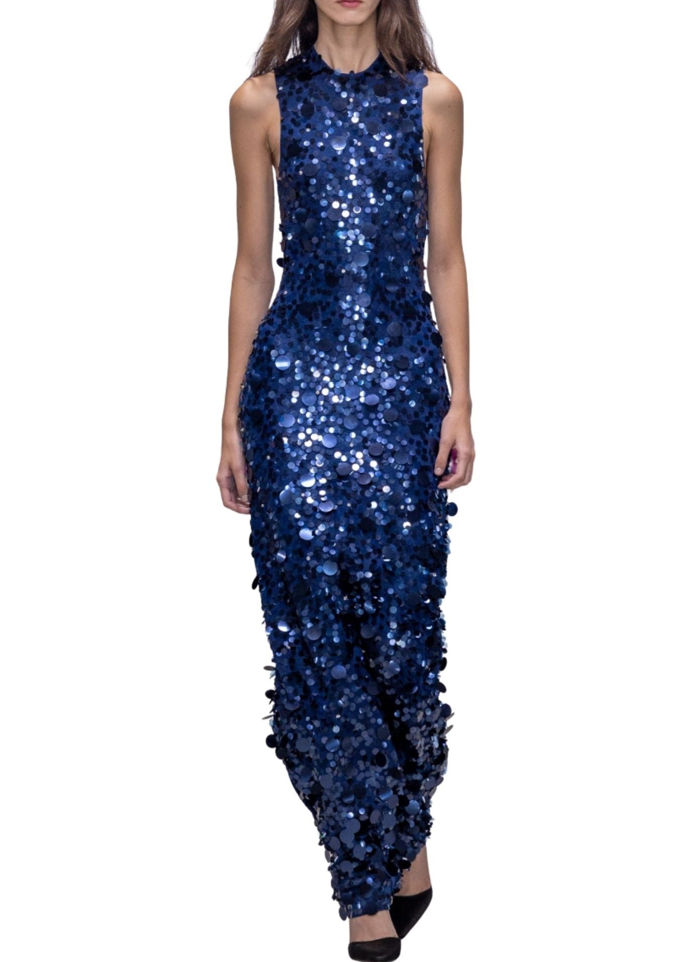 Carolina Herrera Embellished Sleeveless Mock Neck Gown - Vermillion