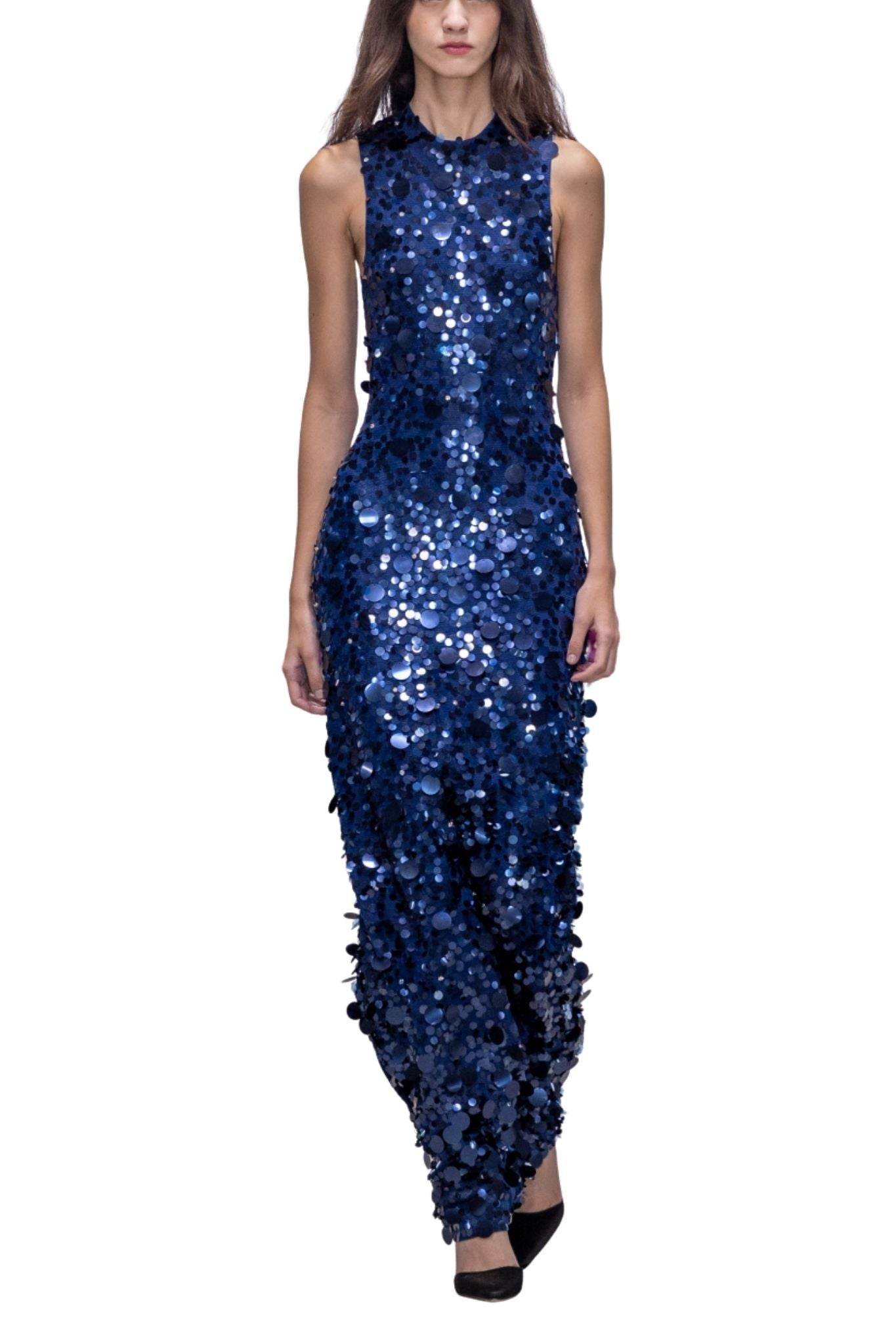 Carolina Herrera Embellished Sleeveless Mock Neck Gown - Vermillion