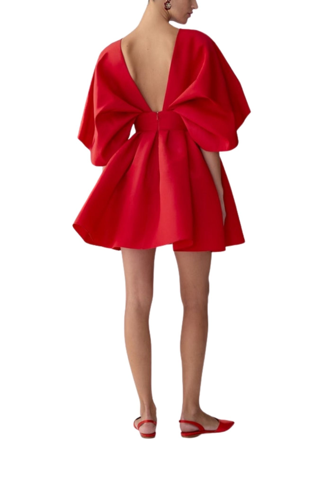Carolina Herrera Fan Bodice Dress - Vermillion