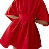 Carolina Herrera Fan Bodice Dress - Vermillion