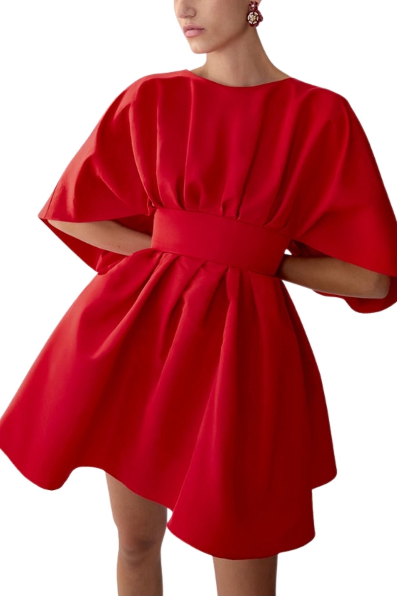 Carolina Herrera Fan Bodice Dress - Vermillion