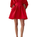 Carolina Herrera Fan Bodice Dress - Vermillion