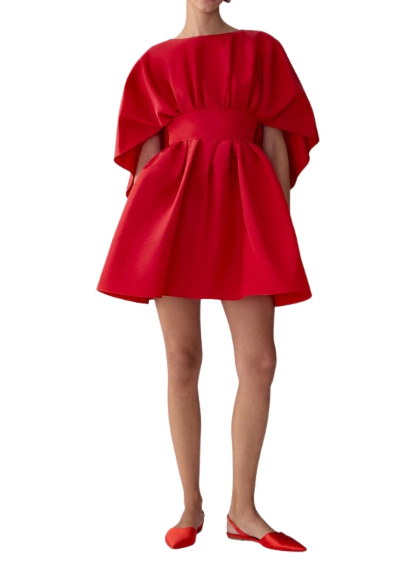 Carolina Herrera Fan Bodice Dress - Vermillion