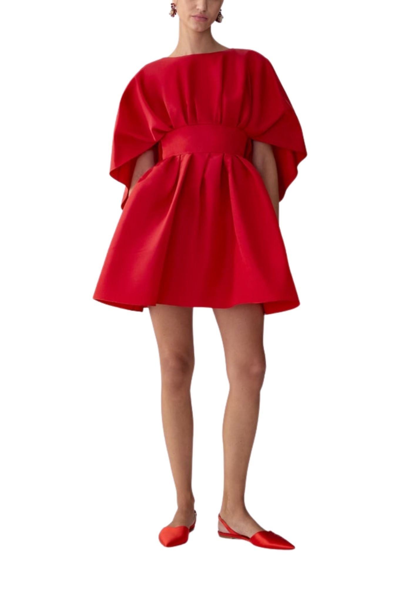 Carolina Herrera Fan Bodice Dress - Vermillion