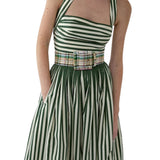 Carolina Herrera Halter Dress with Ruched Bodice - Vermillion