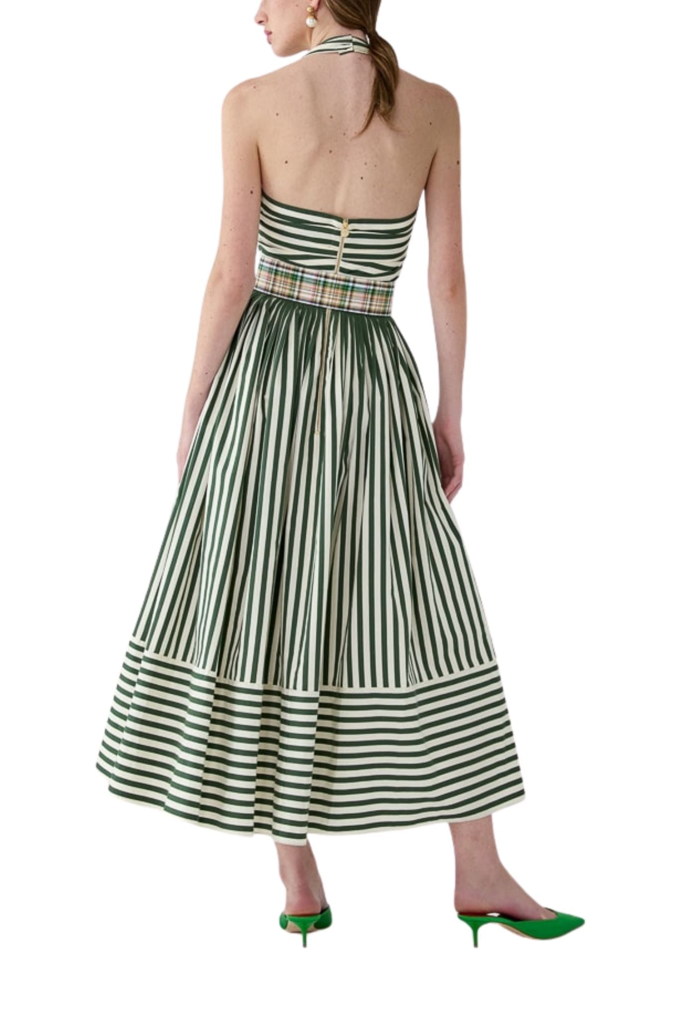 Carolina Herrera Halter Dress with Ruched Bodice - Vermillion