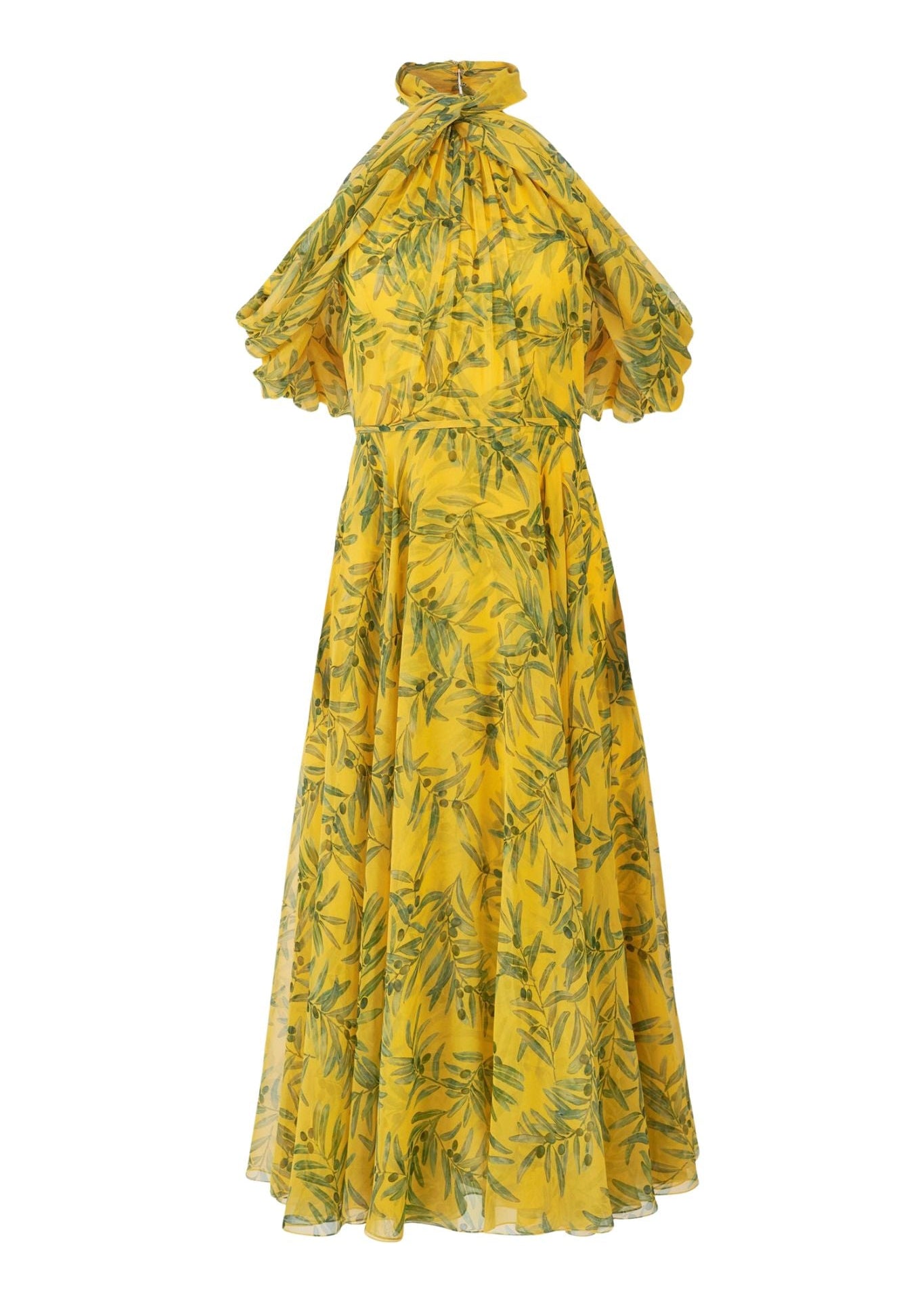 Carolina Herrera Halter Neck Draped Off Shoulder Midi Dress - Vermillion