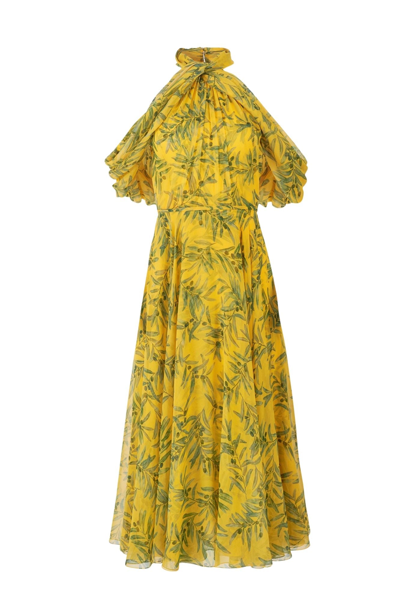 Carolina Herrera Halter Neck Draped Off Shoulder Midi Dress - Vermillion