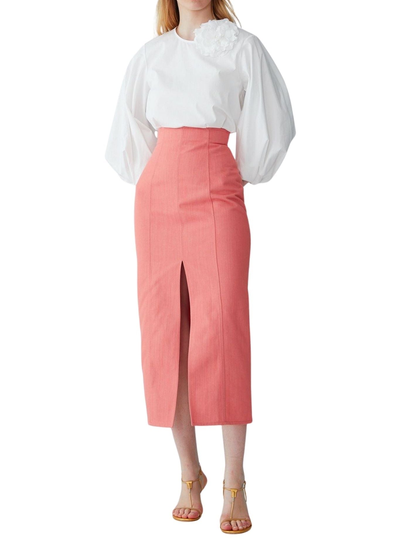 Carolina Herrera High Waist Midi Skirt - Vermillion
