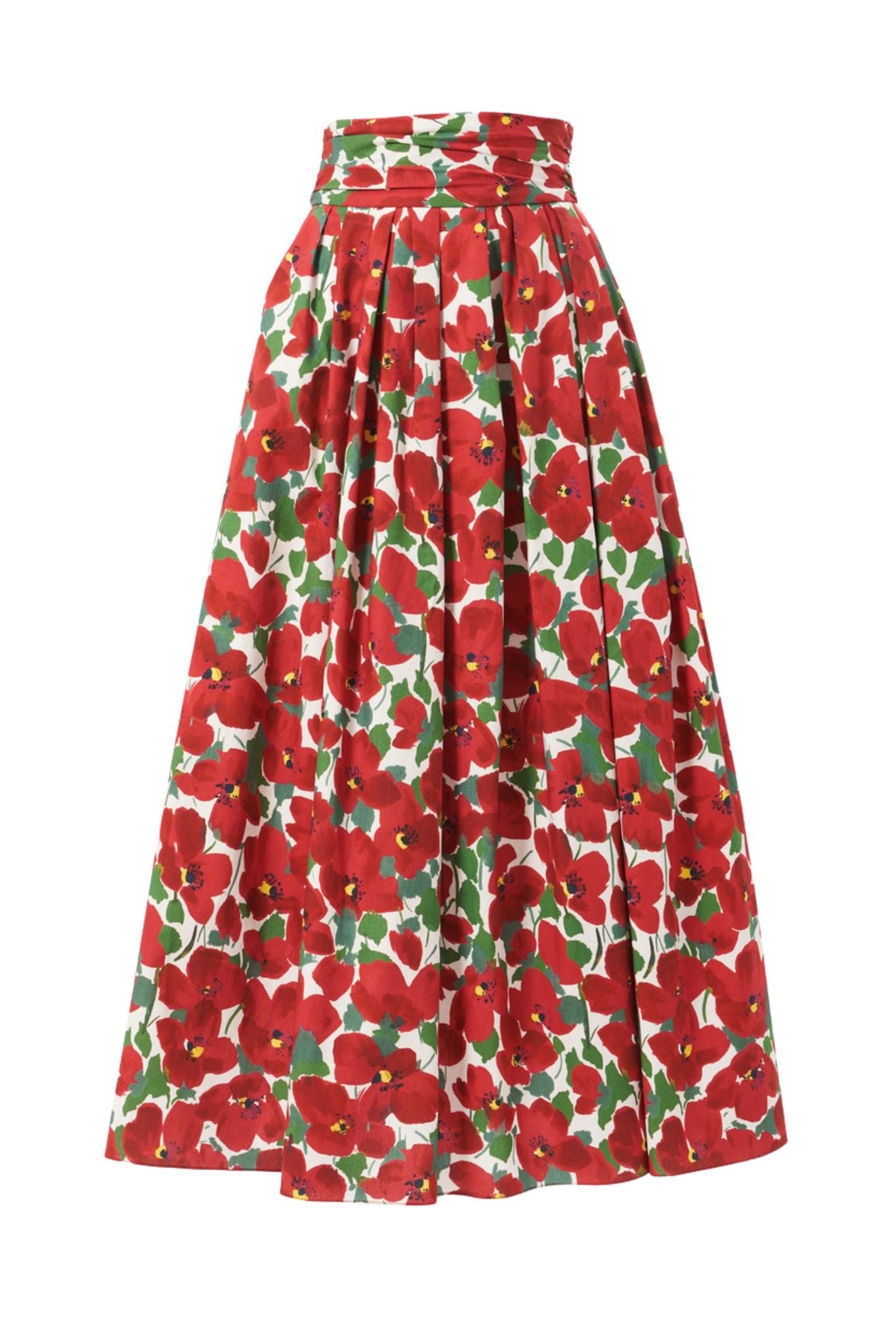 Carolina Herrera Midi Skirt w/ Cummerbund - Vermillion