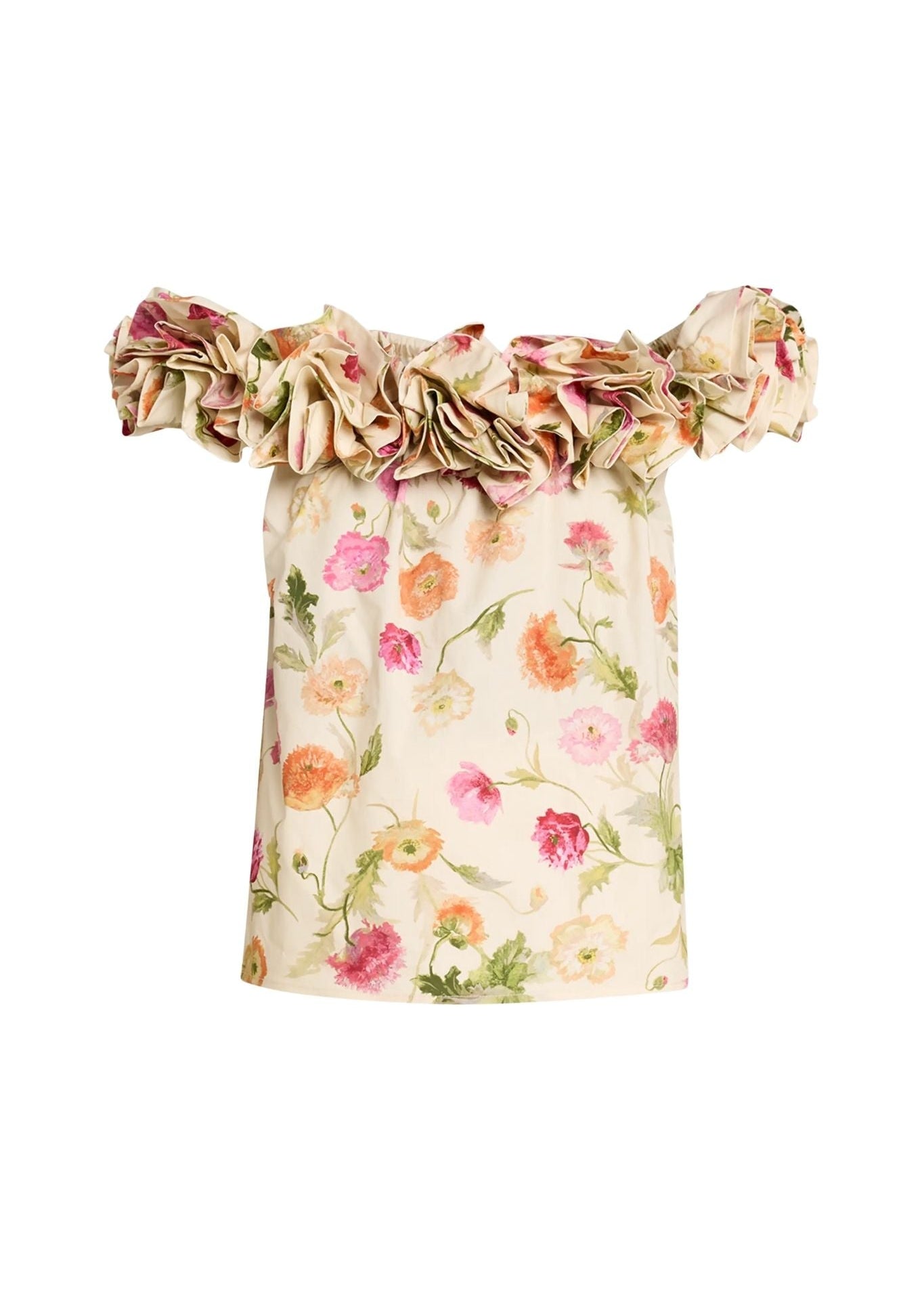 Carolina Herrera Off Shoulder Flower Top - Vermillion