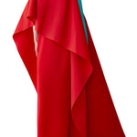 Carolina Herrera One Shoulder Cape Column Gown W/ Train - Vermillion