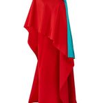 Carolina Herrera One Shoulder Cape Column Gown W/ Train - Vermillion