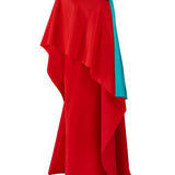 Carolina Herrera One Shoulder Cape Column Gown W/ Train - Vermillion
