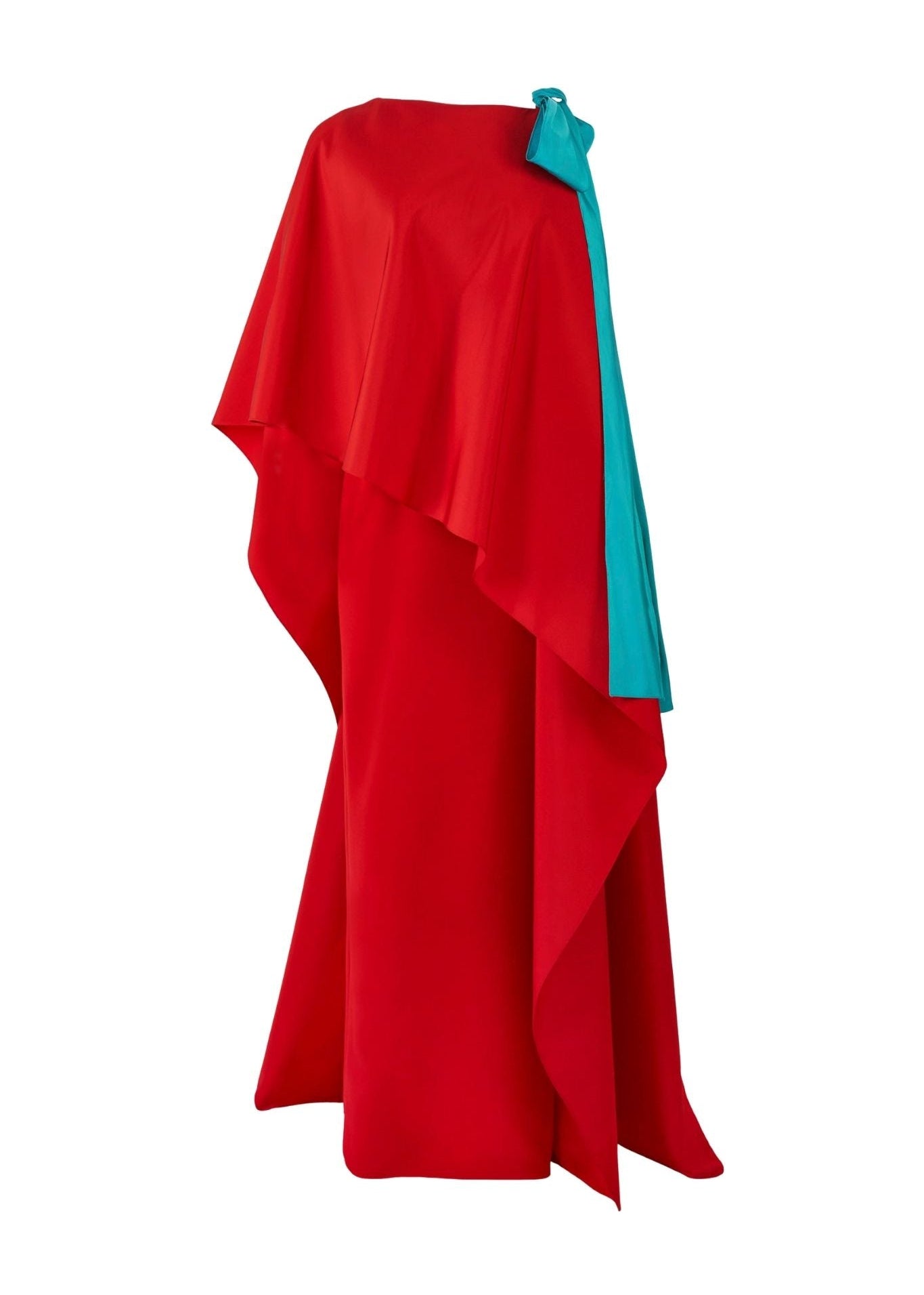 Carolina Herrera One Shoulder Cape Column Gown W/ Train - Vermillion
