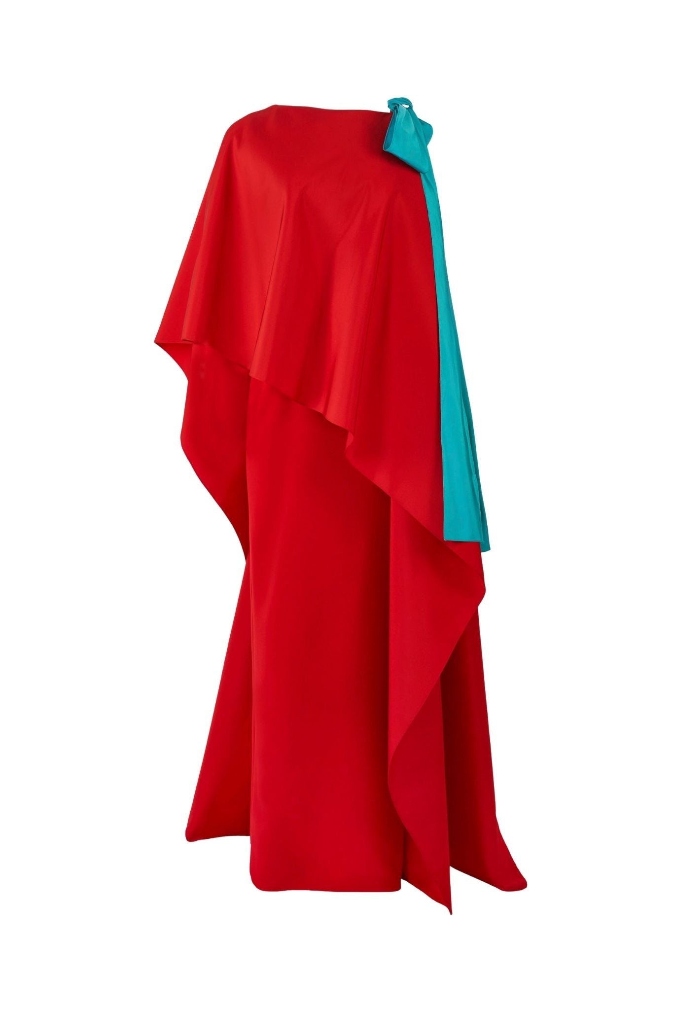 Carolina Herrera One Shoulder Cape Column Gown W/ Train - Vermillion