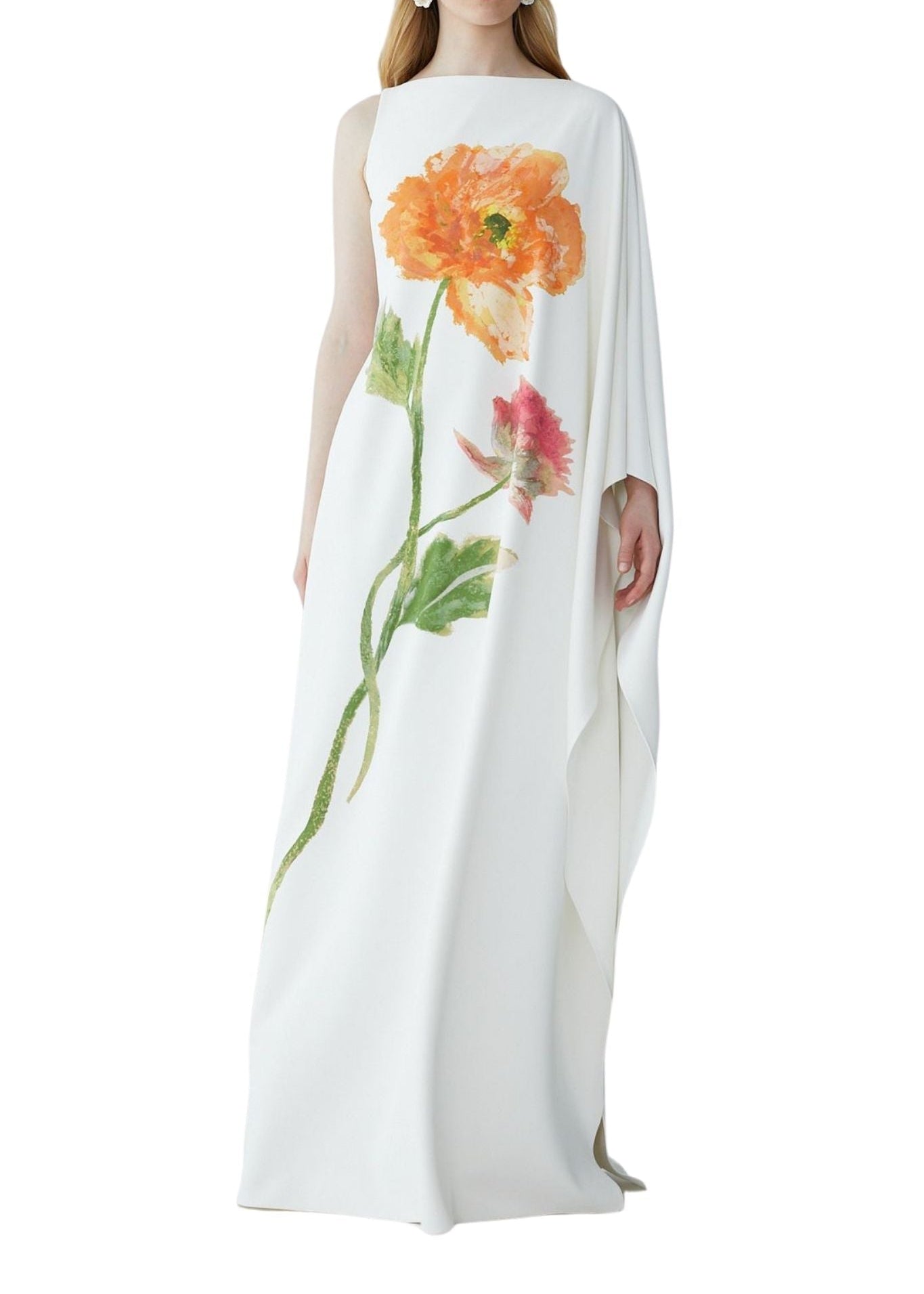 Carolina Herrera One Shoulder Column Gown - Vermillion
