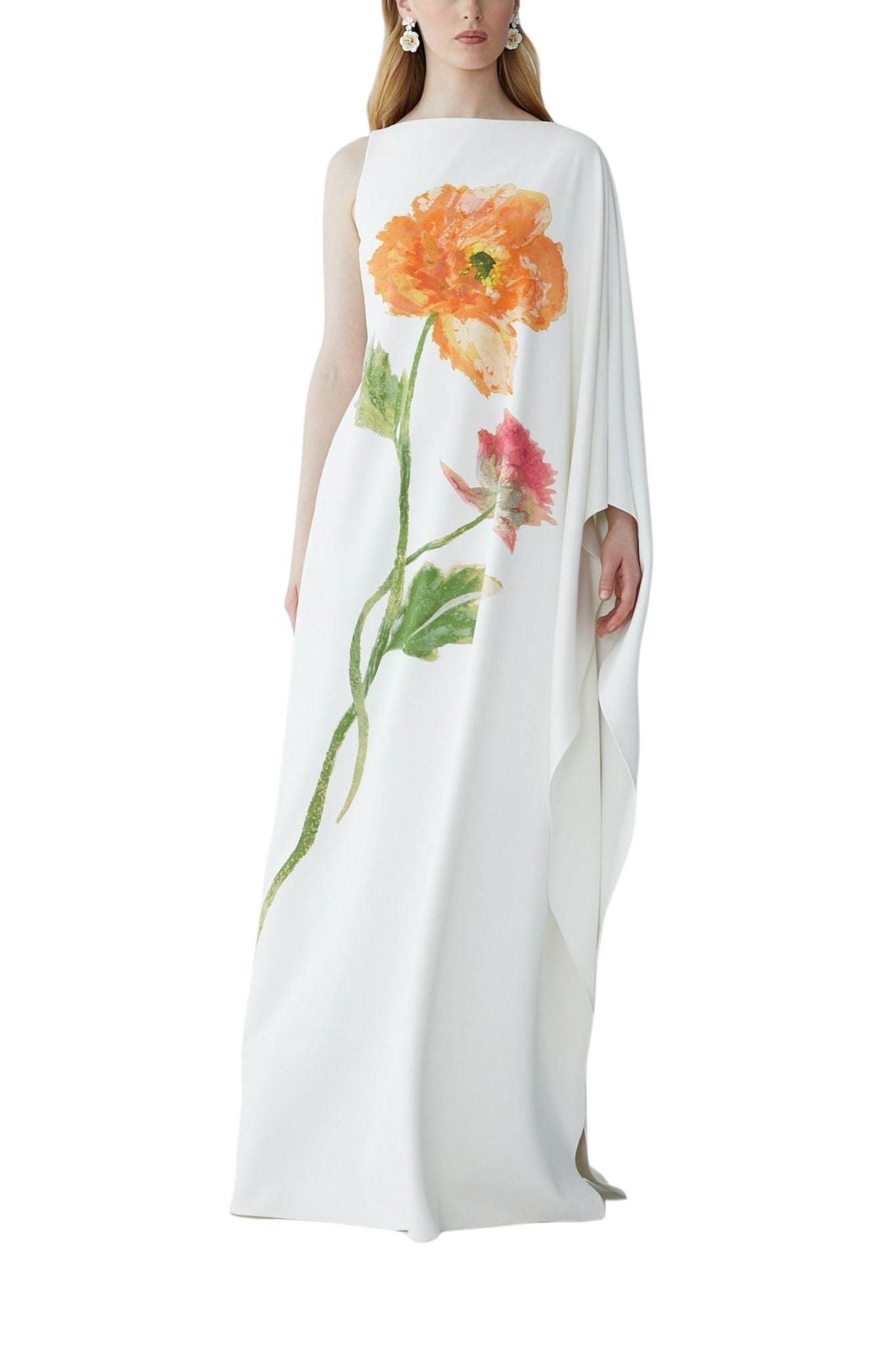 Carolina Herrera One Shoulder Column Gown - Vermillion